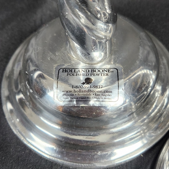 Holland Boone Polished Pewter Swirled Candlestick Set (3) Vintage - Picture 6 of 11